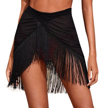 Genomskinlig tyllkjol svart