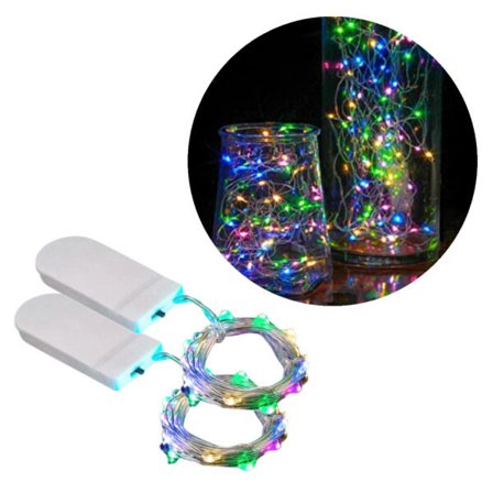 2-pack 1m Mini LED-ljusslinga batteridriven flerfärgad flerfärgad