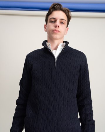 RYVLS Cable Knit Half Zip Blå Genser Gutt - Kids Brand Store