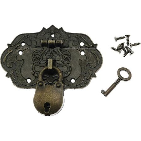 Antiikki kohokuvioitu koristeellinen ss Hasp Clasp Latch Lock - korurasialle, puinen (FMY)