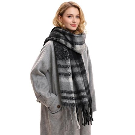Skjerf for kvinner, varme lange sjal for vinteren, store skjerf, tykke pleddskjerf for kaldt vær, fargerike pleddskjerf.