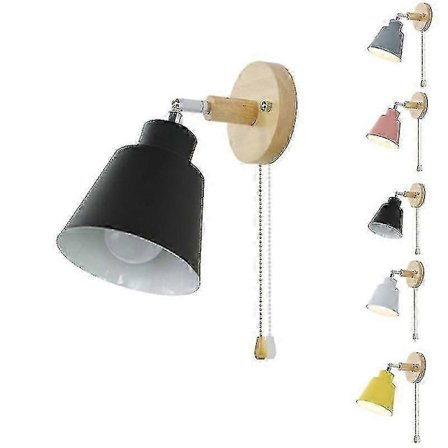 Vegglampe i nordisk stil i tre, vegglampe for soverom, korridor med glidelås [DB]