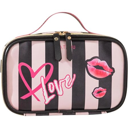 Kosmetiske rejsetasker med børsterum, hængende toilettaske til fitnesscenter, ferie og husholdning, stilfuld vandtæt makeup taske med håndtag Stripe