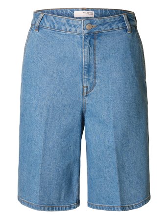 Slfevelyn Hw Bermuda Denim Shorts Blue Selected