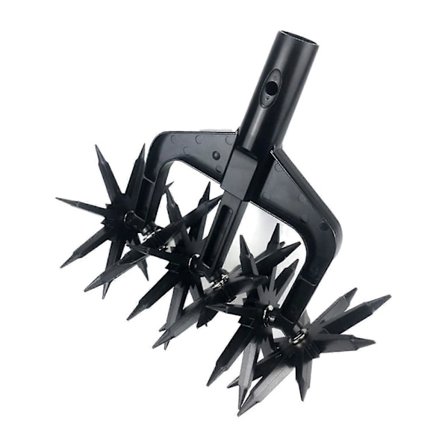 Havefræser, manuel kultivator, håndholdt havekultivator med aftagelige tænder, til eftersåning af græs eller jordblanding (uden stang)