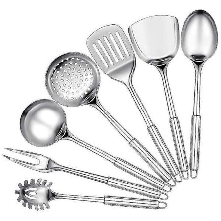 7 Dele Rustfrit Stål Køkkenredskaber Sæt Madlavningsredskaber Sæt Inkluderer Hulske Suppeske