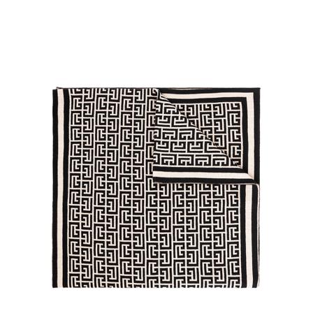 Balmain Monogrammed wool scarf , Beige , Heren , Maat: ONE Size Sjaals