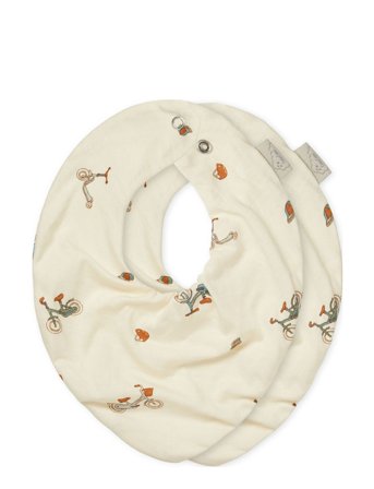 Cam Cam Copenhagen Bandana Bib, Jersey, 2-Pack - Gots - Bows - Cream - ONE SIZE