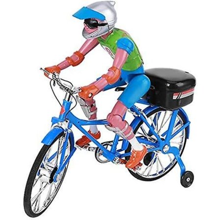 Miniatyrcykel i plast med el, ljus och musik, leksak för barn över 7 år (blå elcykel)