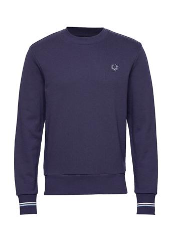 Crew Neck Sweatshirt Sweat-shirt Tröja Blå Fred Perry