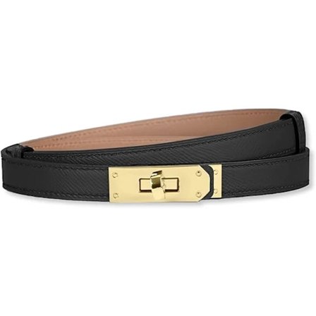 Smal læderbælte til kvinder, klassisk ensfarvet legeringsspænde, justerbart læderbælte til damer, smalt taljebælte