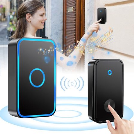 Trådløs dørklokke, DoorbellEWaterproof elektronisk dørklokkesett med 1 plug-in mottaker, 60 melodier for hjemmet