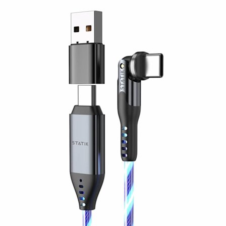 STATIK PowerPivot Pro, Glödande LED USB-C till USB-C, 1m