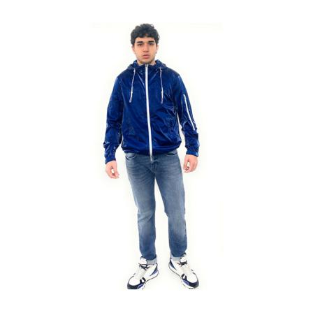 Emporio Armani Hooded jacket and logo , Blauw , Heren , Maat: S