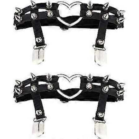 2 kpl mustat nahkaiset sydänjalkaliivit naisille, seksikäs tyttö, punk rock -niitit, reisirengas