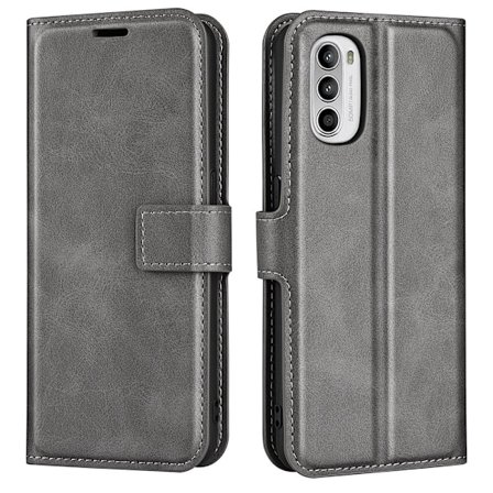 Hållbart konstläder Motorola Moto G52 / Motorola Moto G82 fodral med plånbok - Silver/Grå