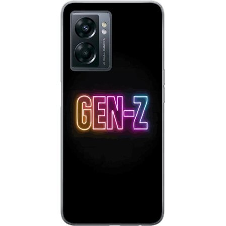 Kompatibel Mobilcover til OnePlus OnePlus Nord N300 Neontekst Gen Z i farverigt lys mod en mørk baggrund i moderne digital stil