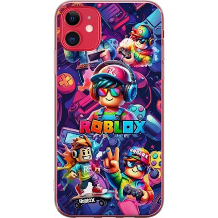 Kompatibel Mobilcover til Apple iPhone 11 Farverig Roblox spilillustration med flere figurer, skateboard og neonfarver i en livlig spilmiljø