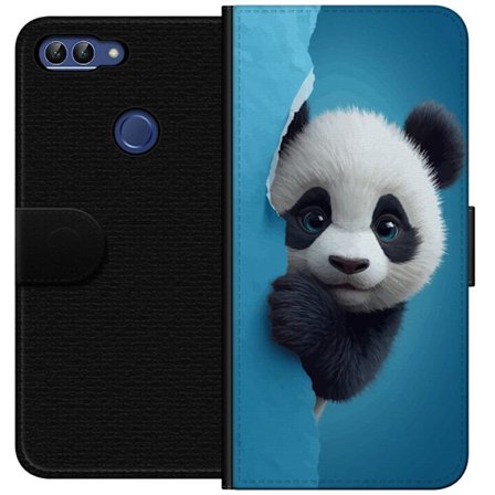 Yhteensopiva Lompakkokotelo Huawei Huawei P smart Söpö panda, joka kurkistaa paperin läpi pehmeässä 3D-kuvituksessa