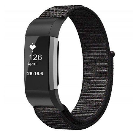 Fitbit Charge 3 klockarmband med kardborrestängning i nylon - Svart