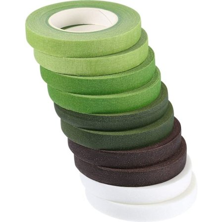 10 Ruller Blomstertape Juleblomsterlim med 5 Farger, 1,27 cm Bred og 27,4 Meter Lang for Bukettstilkinnpakning Blomsterhandlerteip Blomsterlagingsteip