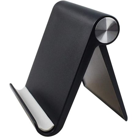 Mobiltelefonhållare, skrivbordsställ för mobil och surfplatta med justerbar vinkel (svart)