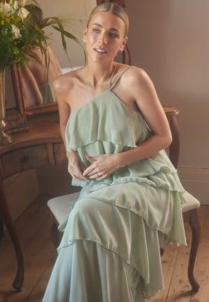 Andrea Norrman X Bubbleroom Andrea One Shoulder Flounce Top L Dusty green Topit & T-paidat Dam