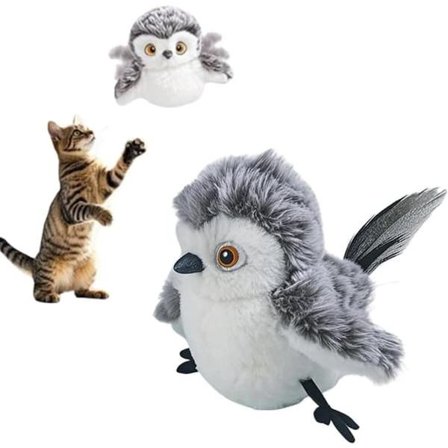 Interactive Cat Toy with Bird Movement and Catnip — Electric Smart Pet Toys, Chirping Sound on Touch