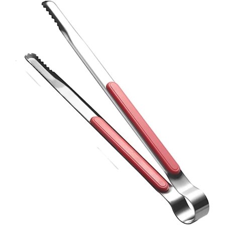 Kjøkkentenger i rustfritt stål Matlagingsredskaper Grill Baking Is Salat Serveringstenger med sklisikkert, gripevennlig håndtak (Rosa)