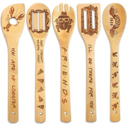 Painajainen ennen joulua -lahjat - 5-osainen puulusikkasetti, Jack Skellington -kuvioinen poltettu puulasta, pahvipakkaus