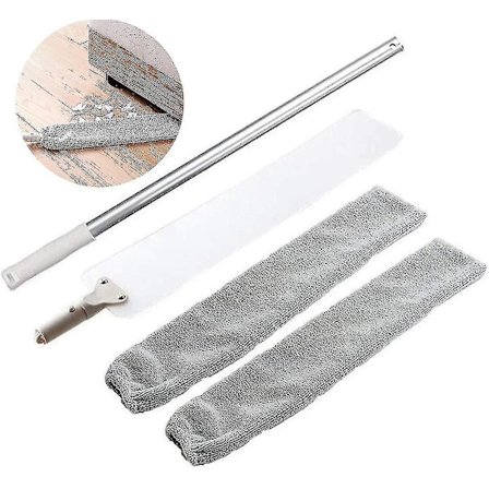 Støvsuger, Justerbar Lang Støvbørste Og 2 Vaskbare Stofbetræk, Fleksibel Flad Støvsuger Husholdningsmop Til Snavs Og Hår, Under Sofaen