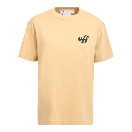Off White, Logo T-shirt Beżowy, Kobieta, Rozmiar: M
