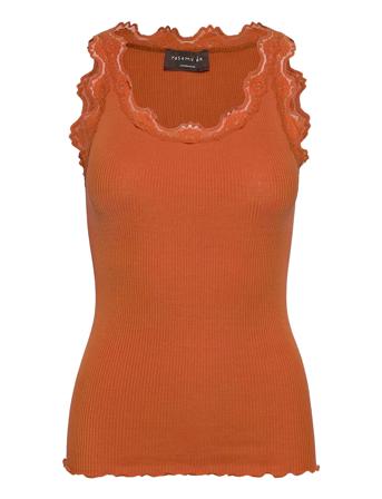 Silk Top W/ Lace T-shirts & Tops Sleeveless Oransje Rosemunde*Betinget Tilbud