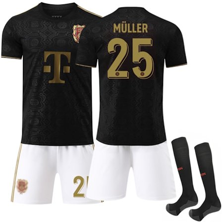 Bayern München 125-årsjubileum Svart Fotballdrakt med Sokker Nr. 25 Muller[JUN]