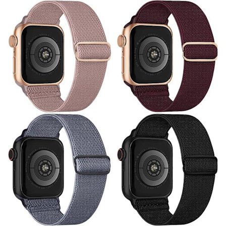 4-pak Stretch Nylon Elastiske Bånd Kompatibel med Apple Watch