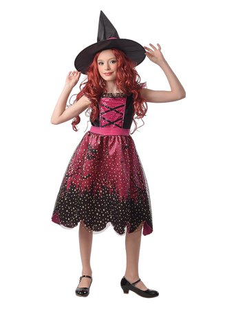 Costume Dress Pink Witch Patterned Joker
