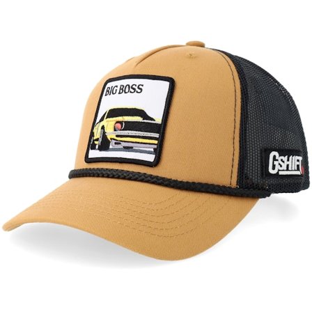 Gearshift - Beige trucker Caps - American Big Boss Muscle Rope Caramel/Black A-frame Trucker @ Hatstore