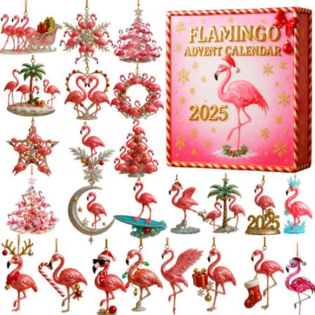 Flamingo-serie Överraskningsbox Julnedräkning Överraskningsbox Julgransdekoration Akrylhänge
