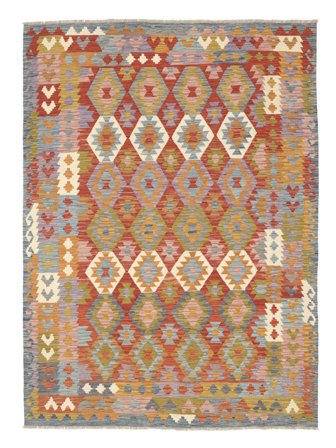 Kelim Afghan Old Stil Teppich 182X248 Braun/Grau Wolle, Afghanistan