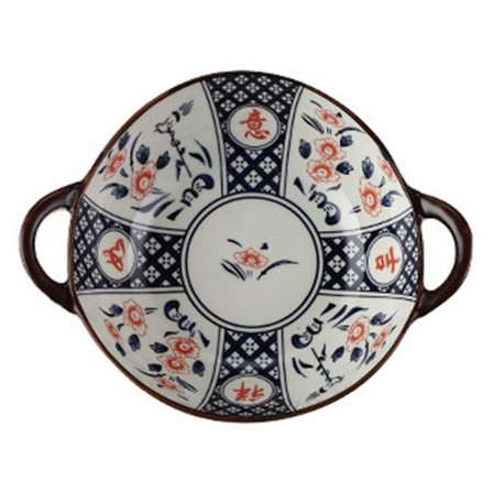 Kaksikorvainen keittokulho, keraaminen epäsäännöllisen muotoinen kulho kotitalouskäyttöön, salaatti-, nuudeli- ja grillikulho WFD