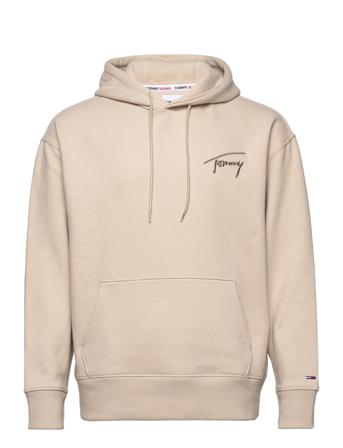 Tjm Signature Hoodie Hoodie Trøje Beige Tommy Jeans