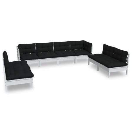 Vidaxl Loungegrupp Med Dynor 8 Delar Massiv Furu Vit