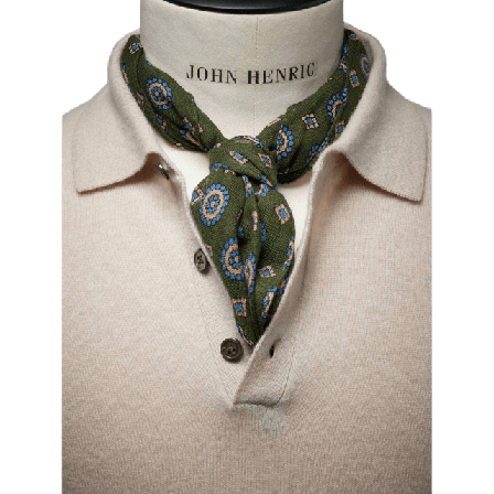 John Henric Bandana Motif Kostymtillbehör Herr Grön ONESIZE