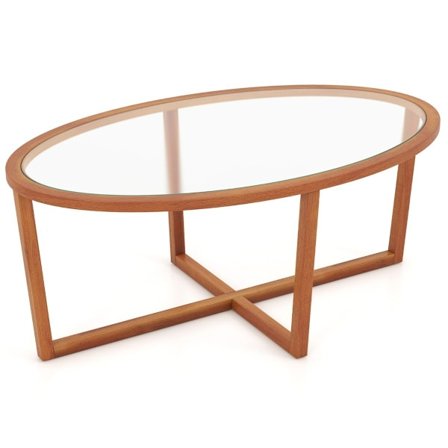 Lasinen sohvapöytä ristijalustalla ja akaasiapuusta valmistetut jalat Moderni lasipöytäsivupöytä