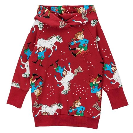 Pippi Langstrømpe - Selvsikker hættetrøje mørkerød