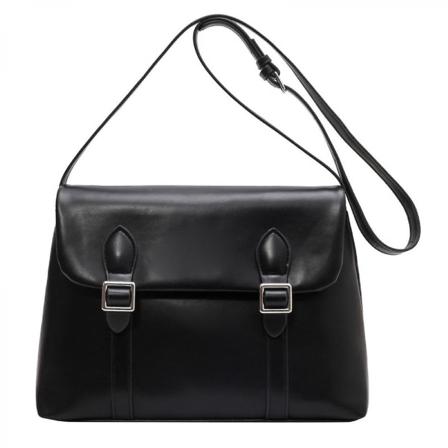 Retro Trend Messenger Bag Mode fyrkantig väska Axelväska med stor kapacitet (svart)