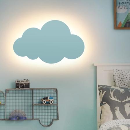 Vegglampe Skylampe Moderne Akrylskjerm med Innebygde LED-lys for Barnerom Varm Belysning Blå