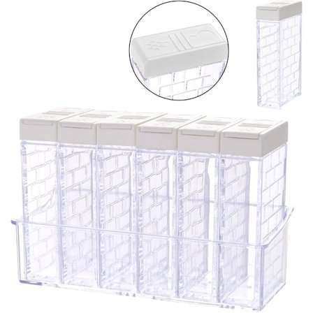 Sett med 6 krydderbokser, Shaker Box kryddersett, krydderoppbevaringsbeholdere for oppbevaring av kjøkkenkrydder, elfenbenshvit