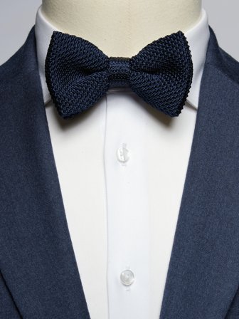 John Henric Men's Dark Blue Knitted Bow Tie Size Pre-tied