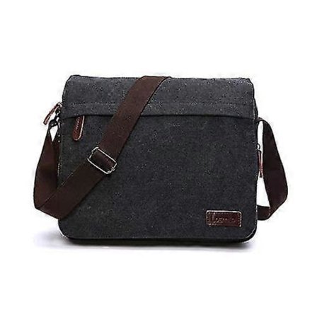 Herrar Canvas Messenger Bag, 13,3 Tums Laptop Väska, Svart